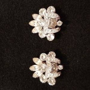 Vtg Eisenberg Signed Rhinestone Clip-On Earrings from 1945 to 1958